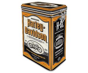 Nostalgic-Art Boîte à café, 1,3 l, Harley-Davidson - Genuine Motorcycles - Idée de cadeau pour motards, récipient avec couvercle aromatique, design vintage