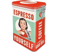 Nostalgic-Art Boîte à café rétro, Espresso Yourself - Idée de Cadeau pour la Cuisine, Récipient avec Couvercle aromatique, Design Vintage, 1,3 l