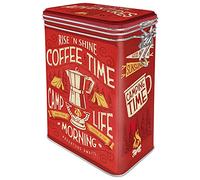 Nostalgic-Art Boîte à café rétro, Camp Coffee Time - Idée de cadeau pour fans de camping, Récipient avec couvercle aromatique, Design vintage, 1,3 l