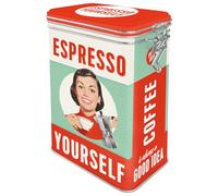Nostalgic-Art Boîte à café rétro, Espresso Yourself - Idée de Cadeau pour la Cuisine, Récipient avec Couvercle aromatique, Design Vintage, 1,3 l