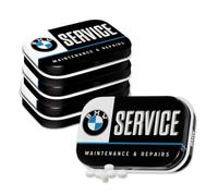 Nostalgic-Art Boîte à pilules rétro 4 x 6 x 1,6 cm, produit original sous licence (OLP), BMW - Service (lot de 4), avec dragées à la menthe poivrée, design vintage