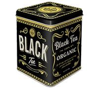 Nostalgic-Art Boîte à thé rétro Noir - Idée Cadeau pour la Cuisine, Rangement pour thé en Vrac et sachets de thé, Design Vintage, 100 g