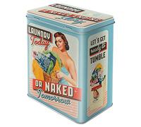 Nostalgic-Art Boîte de conservation rétro L, 3 l, Laundry Today or Naked Tomorrow - Idée de cadeau pour nostalgiques, grande récipient métallique, design vintage