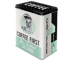 Nostalgic-Art Boîte de conservation rétro L, Coffee First - Idée de cadeau pour nostalgiques, Grande récipient à café métallique, Design vintage, 3 l