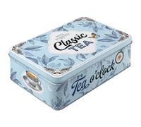 Nostalgic-Art Boîte de conservation rétro plat, 2,5 l, Classic Tea - Idée cadeau pour fans du thé, récipient en tôle avec couvercle, design vintage