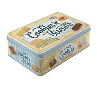 Nostalgic-Art Boîte de conservation rétro plat, 2,5 l, Cookies 'n' Biscuits - Idée de cadeau pour la cuisine, récipient en tôle avec couvercle, design vintage