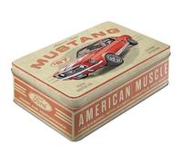 Nostalgic-Art Boîte de conservation rétro plat, 2,5 l, Ford Mustang - GT 1967 Red - Idée cadeau pour fans de Ford, Official License Product (OLP), récipient en tôle avec couvercle, design vintage