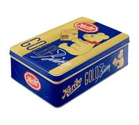 Nostalgic-Art Boîte de conservation rétro plat, 2,5 l, HARIBO - Vintage Gold - Idée cadeau pour les gourmands, Official License Product (OLP), récipient en tôle avec couvercle, design vintage