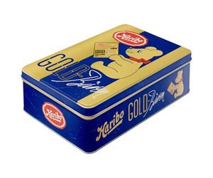 Nostalgic-Art Boîte de conservation rétro plat, 2,5 l, HARIBO - Vintage Gold - Idée cadeau pour les gourmands, Official License Product (OLP), récipient en tôle avec couvercle, design vintage