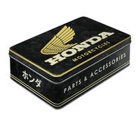 Nostalgic-Art Boîte de conservation rétro plat, 2,5 l, Honda MC - Accessories Gold - Idée cadeau pour fans de Honda, Official License Product (OLP), récipient en tôle avec couvercle, design vintage