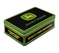 Nostalgic-Art Boîte de conservation rétro plat, 2,5 l, John Deere - Logo Black - Idée cadeau pour fans des tracteurs, Official License Product (OLP), récipient en tôle avec couvercle, design vintage