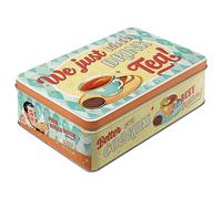 Nostalgic-Art Boîte de conservation rétro plat, 2,5 l, Tea & Cookies - Idée de cadeau pour nostalgiques, récipient en tôle avec couvercle, design vintage