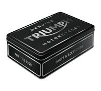 Nostalgic-Art Boîte de conservation rétro plat, 2,5 l, Triumph - Parts & Accessories Silver - Idée cadeau pour motards, Official License Product (OLP), récipient en tôle avec couvercle, design vintage