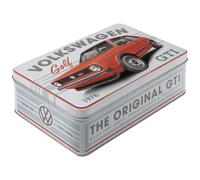 Nostalgic-Art Boîte de conservation rétro plat, 2,5 l, VW Golf - GTI 1976 - Idée cadeau pour le bus Volkswagen, Official License Product (OLP), récipient en tôle avec couvercle, design vintage