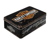 Nostalgic-Art Boîte rétro Plat, Harley-Davidson - Genuine - Idée de Cadeau pour Fans de Moto, Récipient avec Couvercle, Design Vintage, 2,5 l