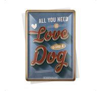 Nostalgic-Art 10311-AZ01 Panneau, Pattes-Love Dog, Tôle Carte Postale 10 x 14 cm, Métal, Multicolore, 10 x 14 x 0,1 cm
