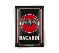 Nostalgic-Art Carte de vœux rétro Bacardi - Logo Black - Idée cadeau pour les fans de rhum - Carte postale en tôle - Mini plaque en étain vintage - 10 x 14 cm