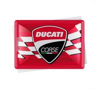 Nostalgic-Art Carte postale rétro, 10 x 14 cm, Ducati Corse - Logo Racing Flag - Idée cadeau pour motards, Official License Product (OLP), en métal, design vintage