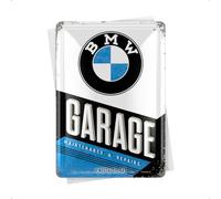 Nostalgic-Art Carte Postale rétro, 10 x 14 cm, Official License Product (OLP), BMW - Garage - Idée de Cadeau pour Fans de BMW, en métal, Mini Plaque comme Carte de voeux