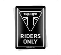 Nostalgic-Art Carte postale rétro, 10 x 14 cm, Triumph - Riders Only - Idée cadeau pour motards, Official License Product (OLP), en métal, mini plaque comme carte de voeux