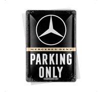 Nostalgic-Art Carte postale rétro en tôle 10 x 14 cm, Mercedes-Benz - Parking Only - Idée de cadeau pour les fans d'accessoires Mercedes-Benz, carte postale en métal, mini plaque en étain comme carte