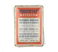 Nostalgic-Art Carte postale rétro en tôle - 10 x 14 cm - Règles d'atelier - Idée de cadeau pour les artisans, carte postale en métal - Mini plaque en tôle comme carte de vœux, décoration d'atelier