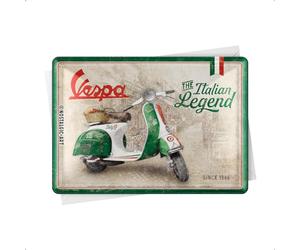 Nostalgic-Art Carte postale rétro en tôle - 10 x 14 cm - Vespa - Légende italienne - Idée de cadeau pour les fans de scooters - Mini plaque en étain comme carte de vœux