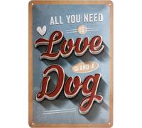 Nostalgic-Art Plaque Vintage Love Dog - Idée de Cadeau pour Les propriétaires de Chiens, en métal, Design Retro pour la décoration, 20 x 30 cm