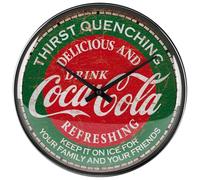 Nostalgic-Art Horloge rétro, Ø 31 cm, Coca-Cola - Thirst Quenching Green - Idée Cadeau pour Fans de Coke, Official License Product (OLP), décoration Murale Cuisine, Design Vintage