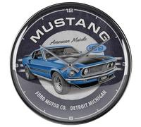 Nostalgic-Art Horloge rétro, Ø 31 cm, Ford Mustang - 1969 Mach 1 Blue - Idée de Cadeau pour Fans de Ford, décoration Murale Cuisine, Design Vintage