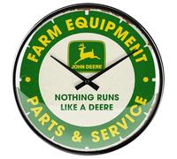 Nostalgic-Art Horloge rétro, Ø 31 cm, John Deere - Parts & Service - Idée Cadeau pour Fans des tracteurs, Official License Product (OLP), décoration Murale Cuisine, Design Vintage