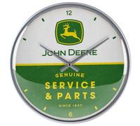 Nostalgic-Art Horloge rétro, Ø 31 cm, John Deere - Service & Parts - Idée de Cadeau pour Fans des tracteurs, décoration Murale Cuisine, Design Vintage