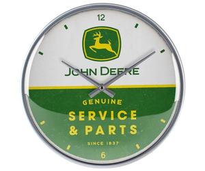 Nostalgic-Art Horloge rétro, Ø 31 cm, John Deere - Service & Parts - Idée de Cadeau pour Fans des tracteurs, décoration Murale Cuisine, Design Vintage