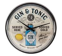 Nostalgic-Art Horloge rétro, Gin & Tonic - Idée de Cadeau pour Les Amateurs de Cocktails, décoration Murale Cuisine, Design Vintage, Ø 31 cm