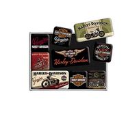 Nostalgic Art Set d'aimants rétro Harley Davidson Bikes - Cadeau pour fans de moto - 9 pièces