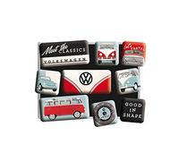 Nostalgic Art – Set d'aimants rétro Volkswagen Meet The Classics – Design vintage – 9 pièces