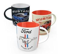 Nostalgic-Art Lot de 3 tasses à café rétro 330 ml Ford Mustang Set 1 - Idée de cadeau pour les fans d'accessoires Ford, produit original sous licence (OLP), tasse en céramique, design vintage