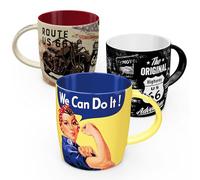 Nostalgic-Art Lot de 3 tasses à café rétro 330 ml USA Set 1 - Idée de cadeau pour les fans d'Amérique, Tasse en céramique, design vintage
