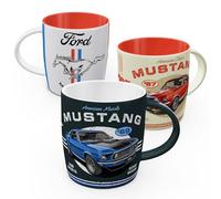 Nostalgic-Art Lot de 3 tasses à café rétro Ford Mustang 330 ml - Idée de cadeau pour les fans d'accessoires Ford, produit original sous licence (OLP), tasse en céramique