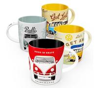 Nostalgic-Art Lot de 4 tasses à café rétro 330 ml VW Bulli Set 4 - Volkswagen Bus Idée de cadeau, produit original sous licence (OLP), tasse en céramique, design vintage