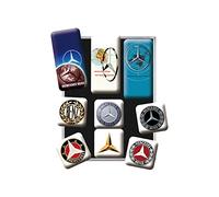 Nostalgic-Art Lot de 9 aimants rétro pour réfrigérateur avec Logos Mercedes-Benz - Cadeau pour Les Fans de Voiture - Kit magnétique pour Tableau magnétique - Design Vintage