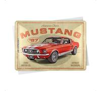 Nostalgic-Art Mini carte postale en tôle rétro 10 x 14 cm Ford Mustang - GT 1967 Red - Idée de cadeau pour les fans des accessoires Ford