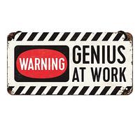 Nostalgic-Art, Plaque à Suspendre, Genius at Work - Panneau d'avertissement comme idée de Cadeau, en métal, Déco Design Retro, 10 x 20 cm