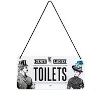 Nostalgic-Art, Plaque à Suspendre, Ladies & Gentlemen Toilets - Idée de Cadeau pour Les nostalgiques, en métal, Déco Design Retro, 10 x 20 cm