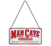 Nostalgic-Art Plaque à suspendre, Man Cave Warning - Idée de cadeau pour gamers, en métal, Design rétro pour la décoration, 10 x 20 cm