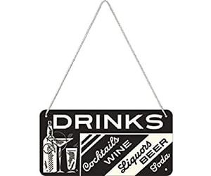 Nostalgic-Art, Plaque à Suspendre, Open Bar - Drinks - Idée de Cadeau comme Accessoire de Bar, en métal, Design Retro pour la décoration, 10 x 20 cm
