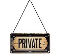 Nostalgic-Art, Plaque à suspendre, Private - Panneau d'avertissement comme idée de cadeau, en métal, Design retro pour la décoration, 10 x 20 cm