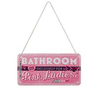 Nostalgic-Art Plaque à suspendre rétro, 10 x 20 cm, Grease - Pink Ladies Bathroom - Idée de cadeau pour fans du cinéma, Official License Product (OLP), en métal, design vintage