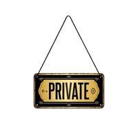 Nostalgic-Art, Plaque à suspendre, Private - Panneau d'avertissement comme idée de cadeau, en métal, Design retro pour la décoration, 10 x 20 cm
