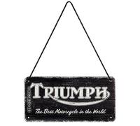 Nostalgic-Art Plaque à suspendre rétro, 10 x 20 cm, Triumph - Logo Black